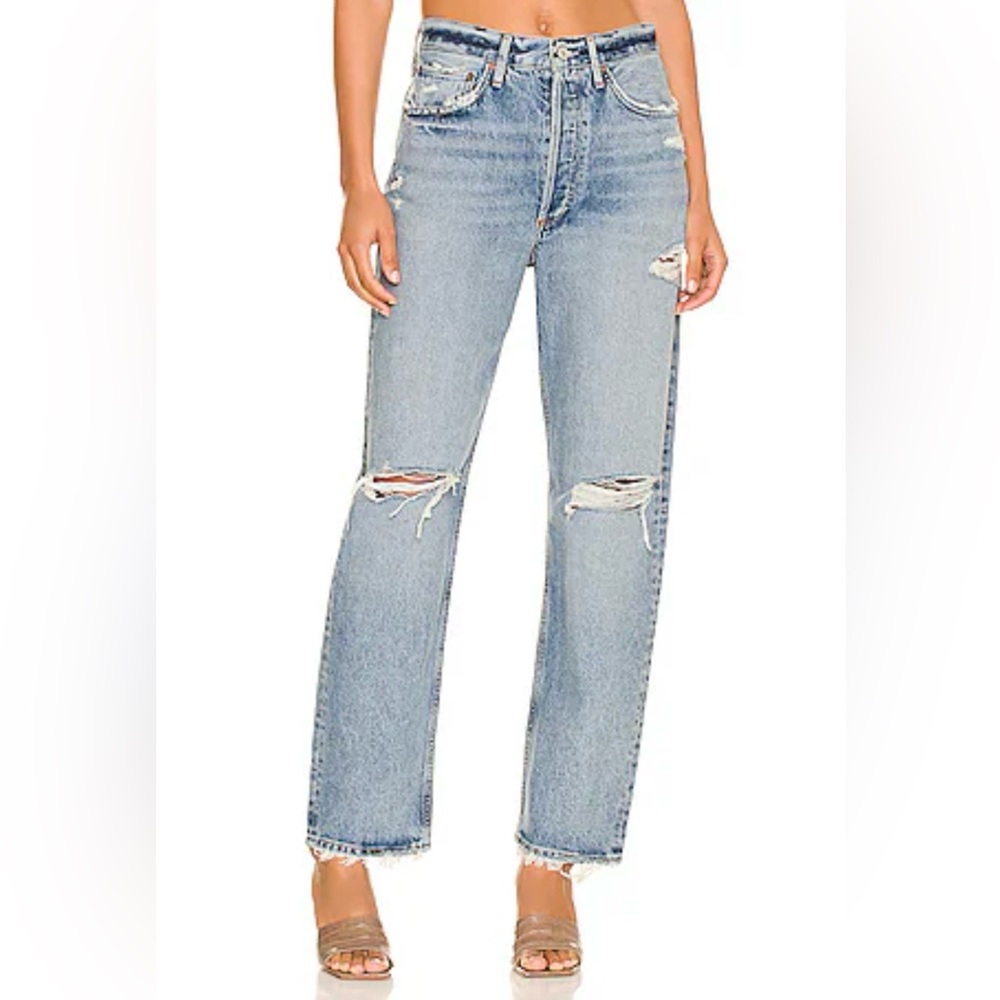 Agolde '90s Fit Mid Rise Loose Fit Distressed Jeans in Isolate size 25